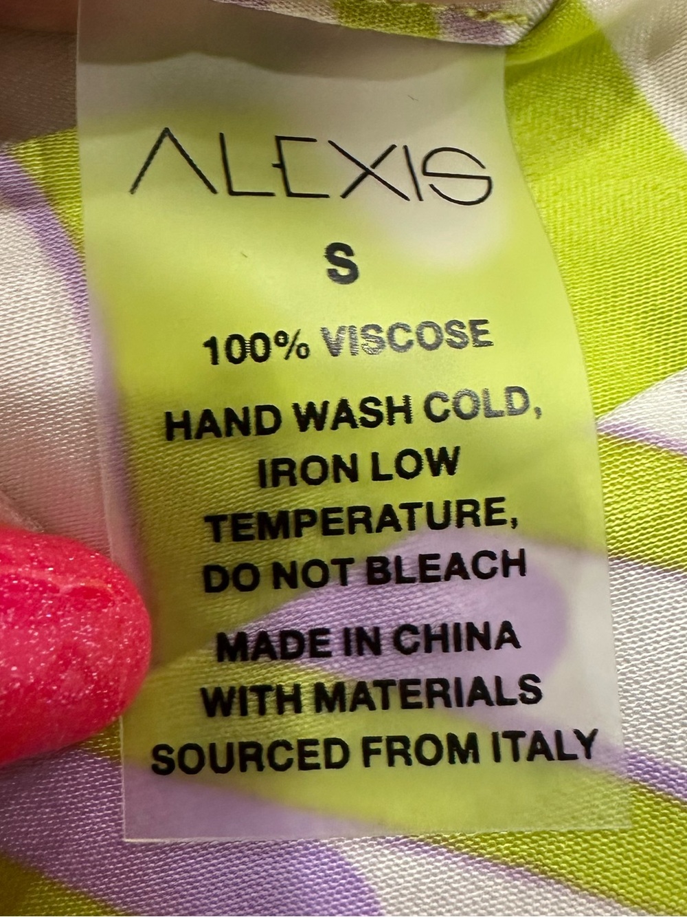 Alexis Karine Mini Wrap Dress Bliss Lime Green Abstract Floral Satin Size S $396 - Picture 16 of 16